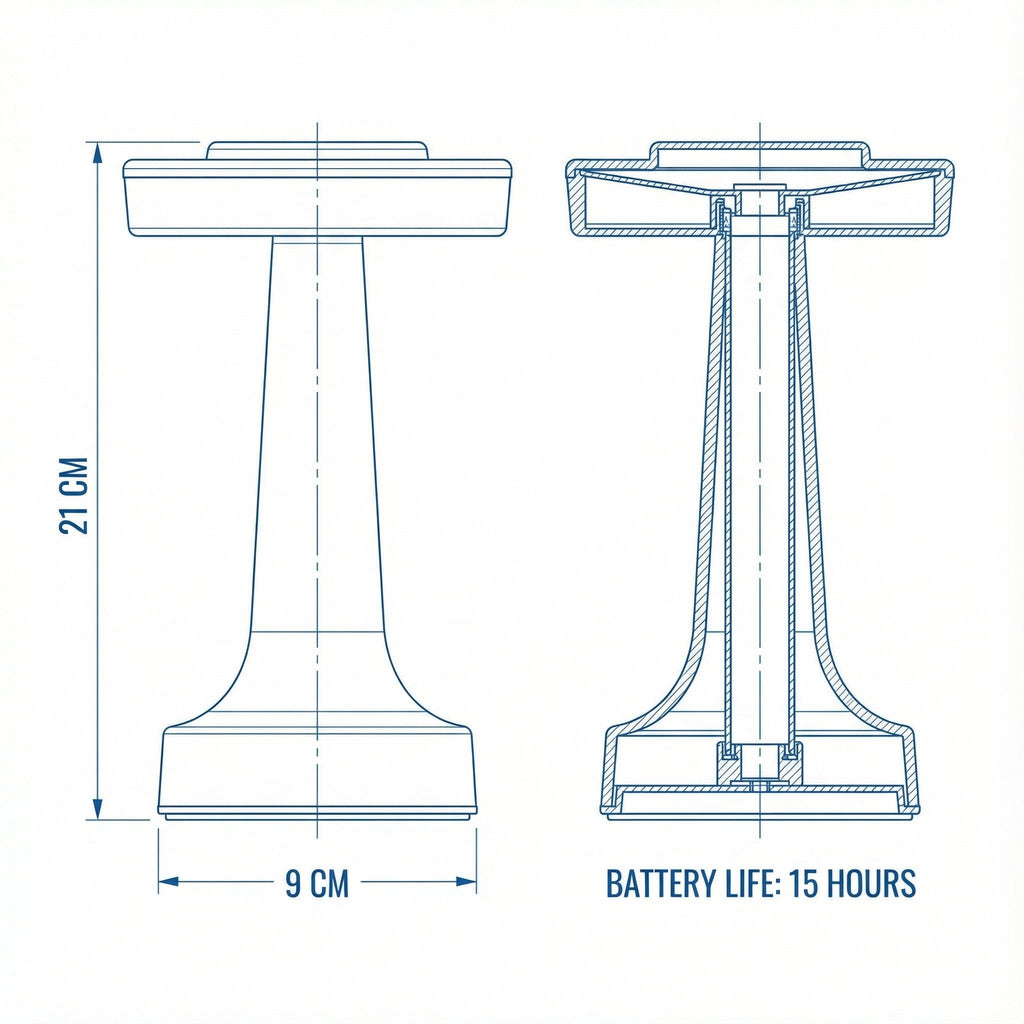 Bedside Table Lamp | Acrylic Metal Modern Wireless Rechargeable Ambient Light