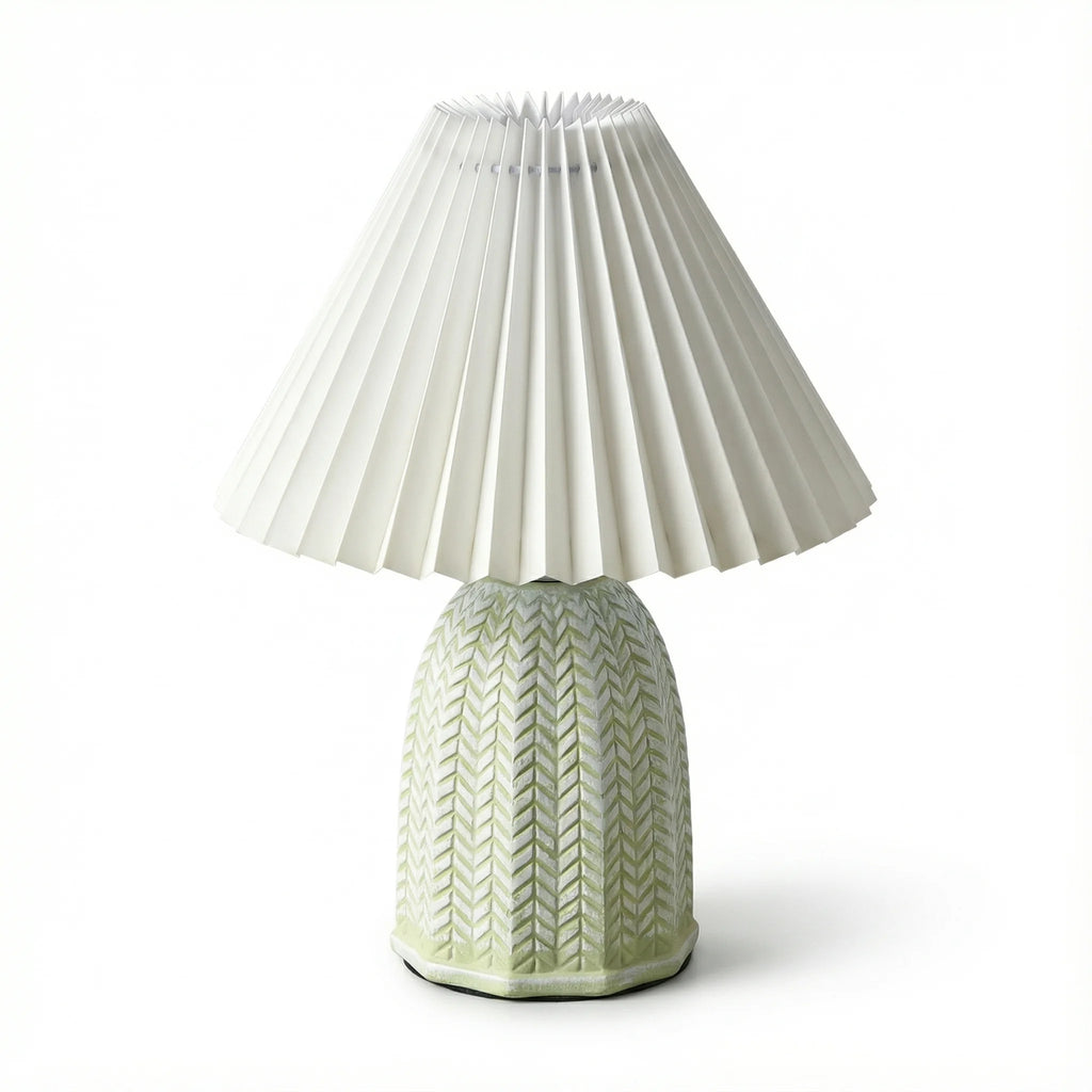 Bedside Table Lamp | Vintage Pleated Ceramic Soft Glow