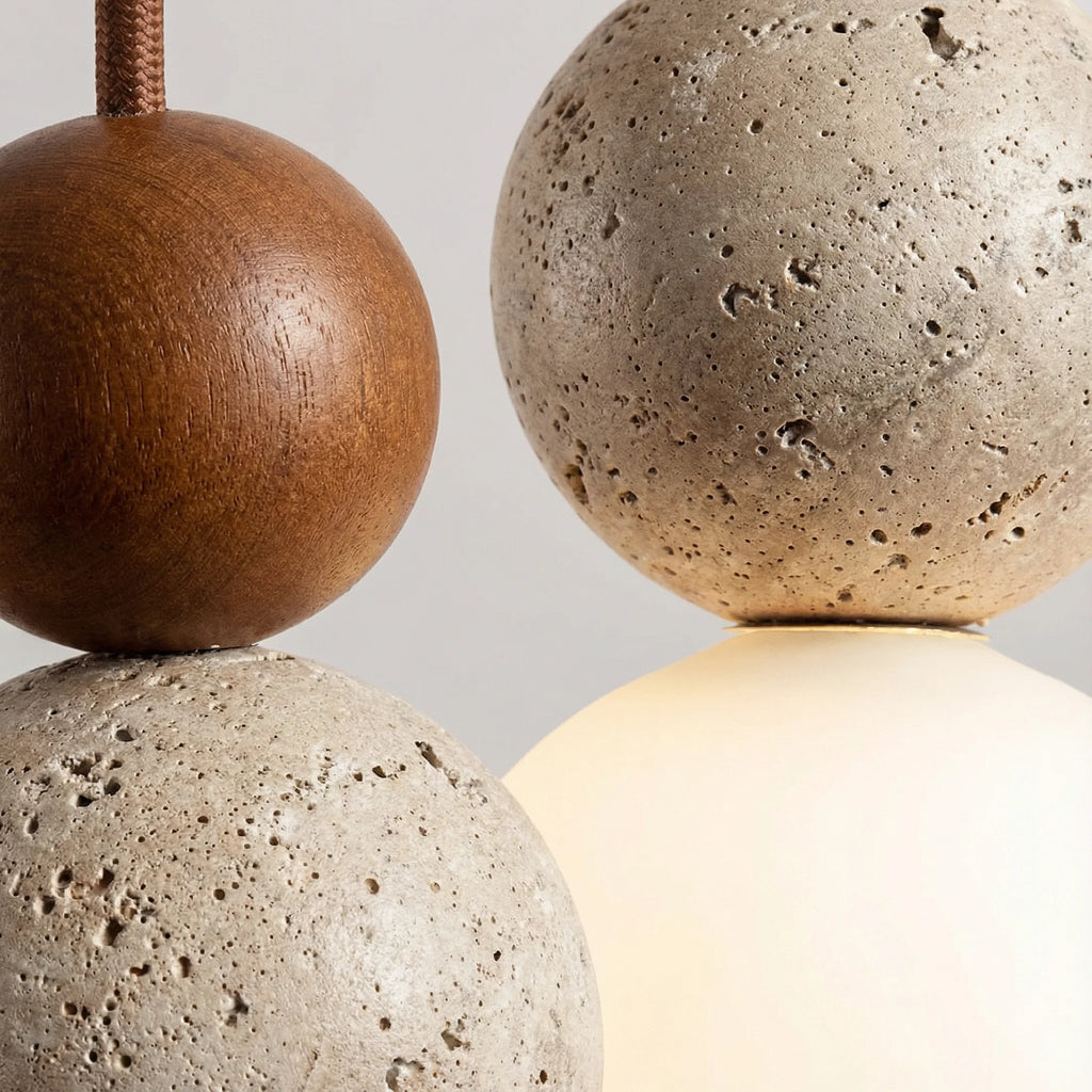 Ceiling Pendant Light | Cream Stone Minimalist Warm LED