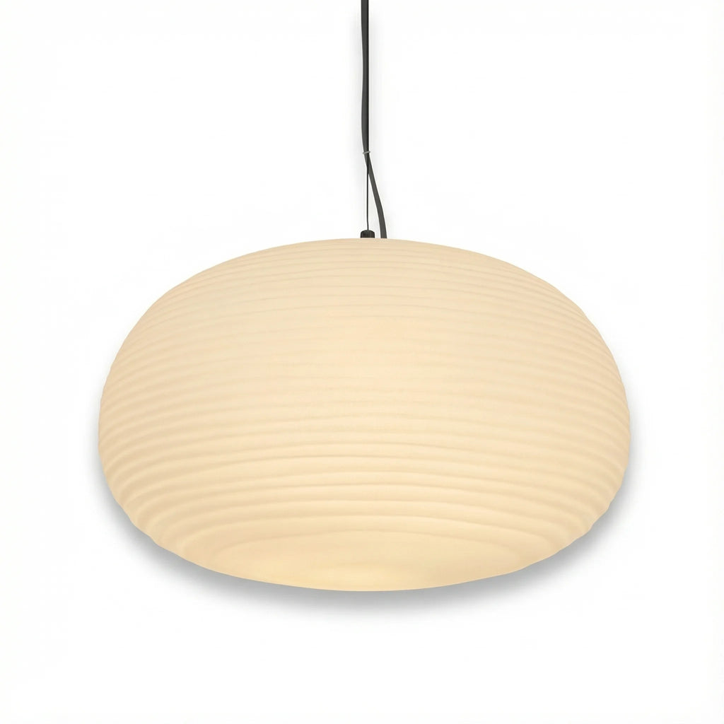 Pendant Lamp | Ribbed Opal Glass Minimalist Adjustable Ceiling Light