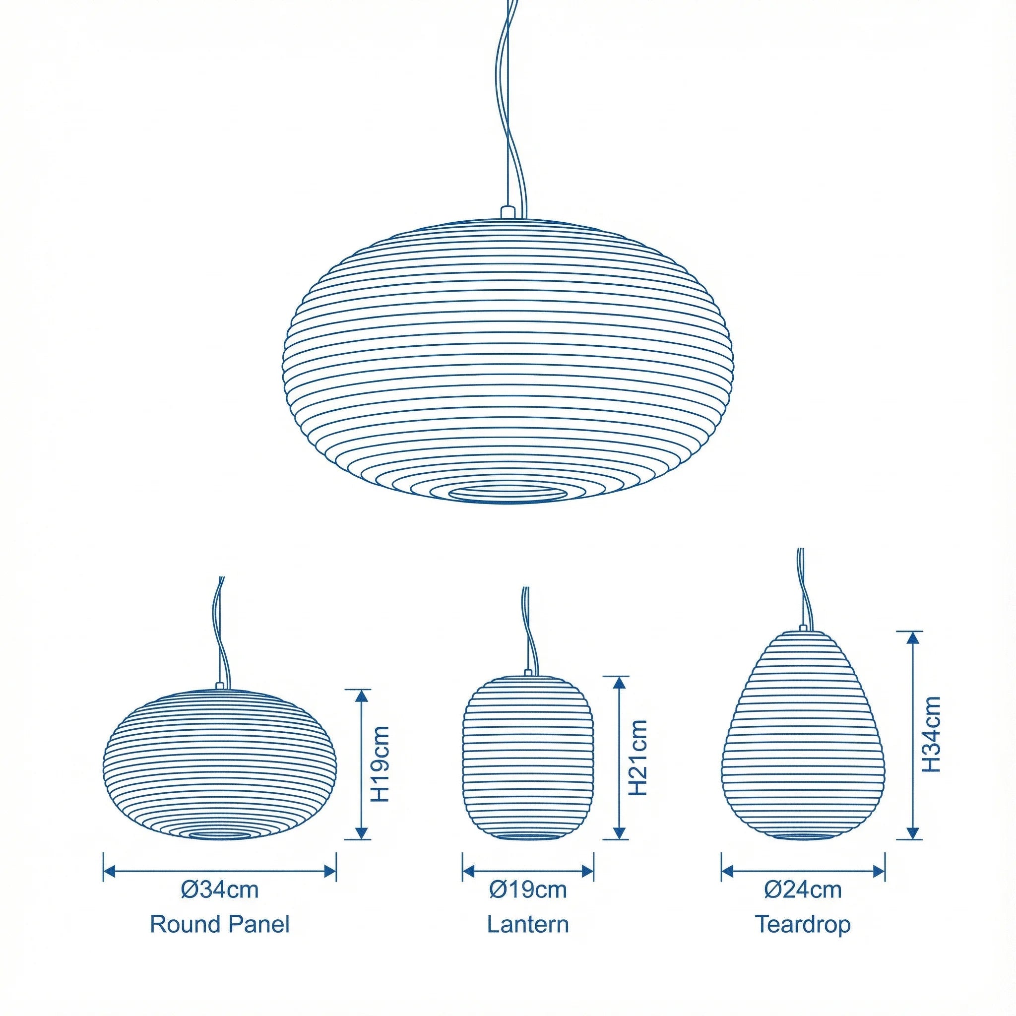 Pendant Lamp | Ribbed Opal Glass Minimalist Adjustable Ceiling Light