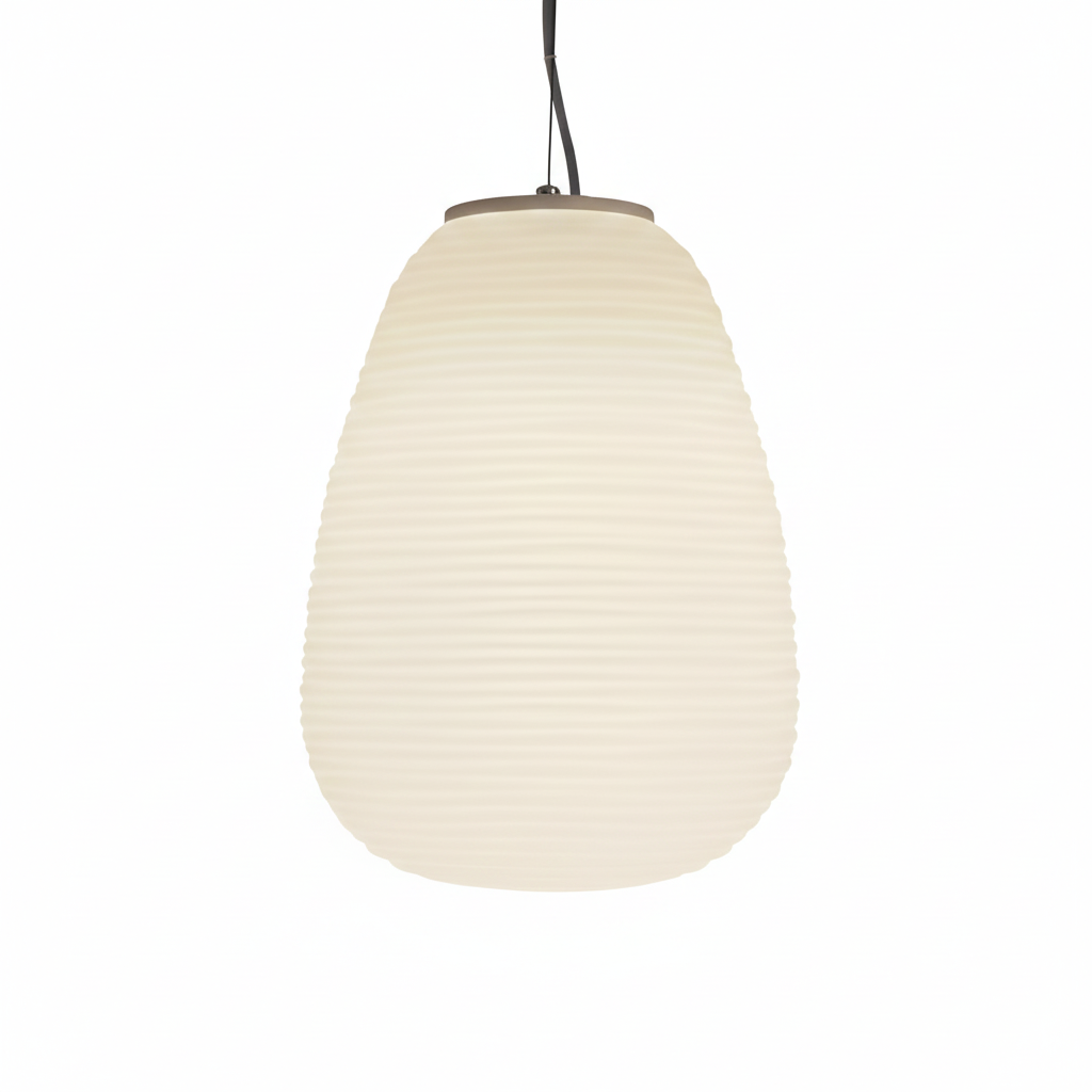Pendant Lamp | Ribbed Opal Glass Minimalist Adjustable Ceiling Light