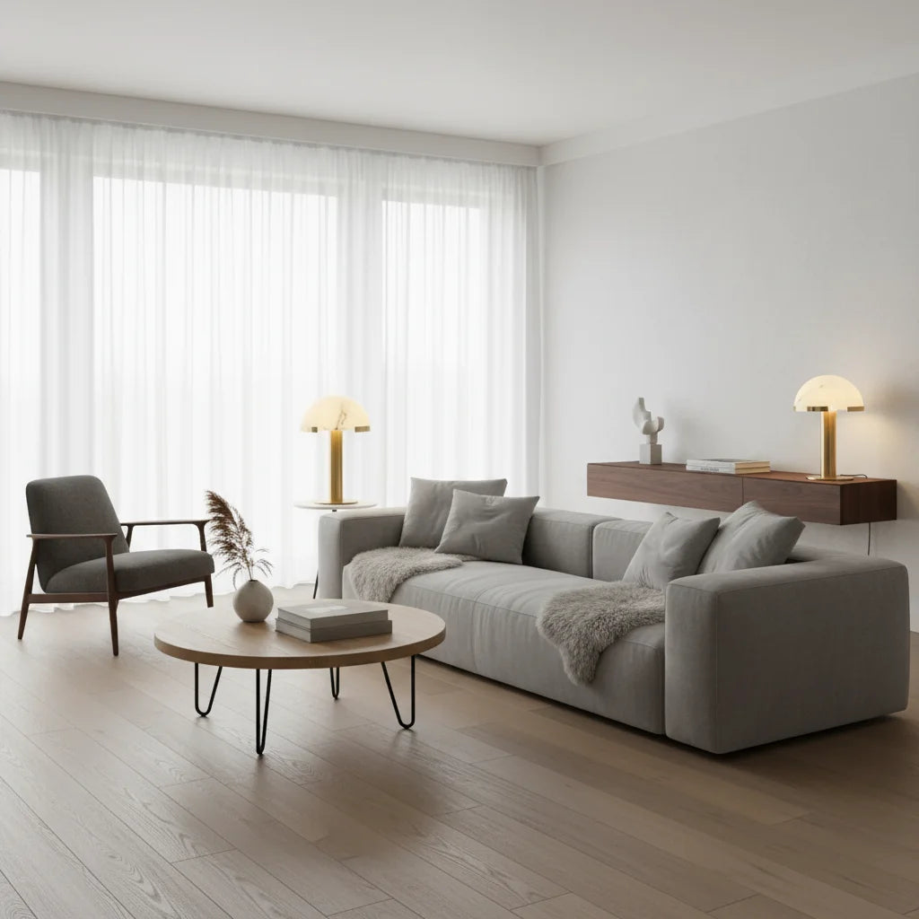 Table Lamp | Alabaster Minimalist Bronze Luxury Accent