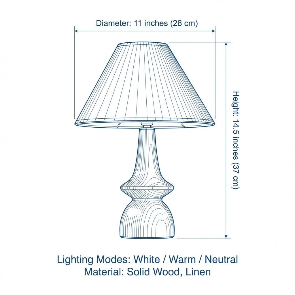 Table Lamp | Vintage Solid Wood Design with Adjustable Lighting